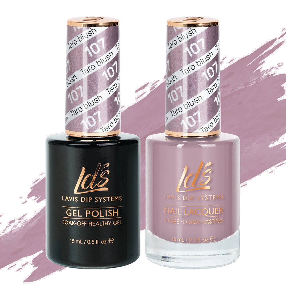 LDS 107 Taro Blush - LDS Gel Polish & Matching Nail Lacquer Duo Set - 0.5oz