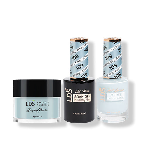 LDS 3 in 1 - 109 A Hint Of Sky - Dip (1oz), Gel & Lacquer Matching