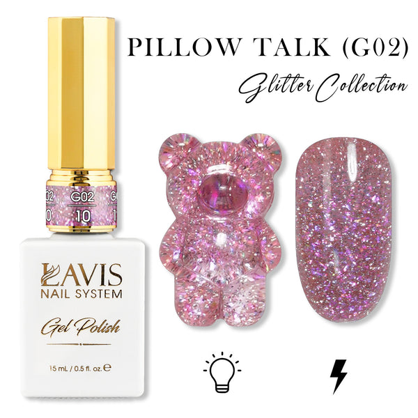 LAVIS Glitter G02 - 10 - Gel Polish 0.5 oz - Pillow Talk Collection