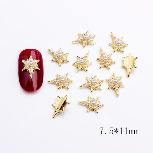 LX2 #403-404 2PCS Pointed Star Nail Charm - Pearl