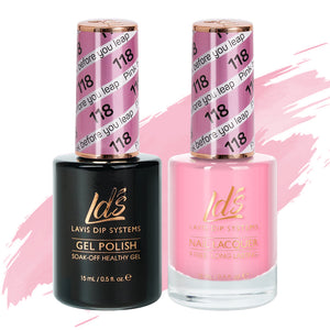 LDS 118 Pink Before You Leap - LDS Gel Polish & Matching Nail Lacquer Duo Set - 0.5oz