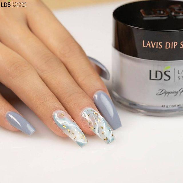LDS Blue Gray Dipping Powder Nail Colors - 009 Smoke Blue