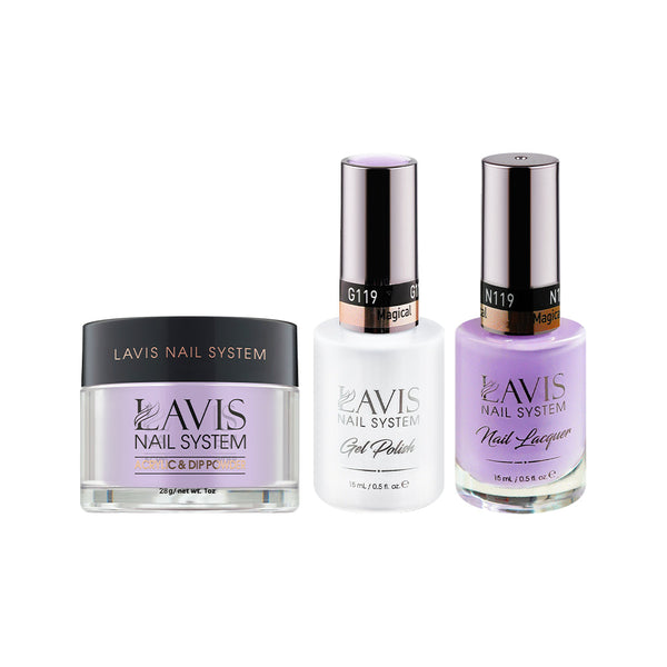 LAVIS 3 in 1 - 119 Magical - Acrylic & Dip Powder (1oz), Gel & Lacquer
