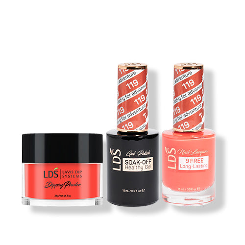 LDS 3 in 1 - 119 Red-Y For Adventure - Dip (1oz), Gel & Lacquer Matching