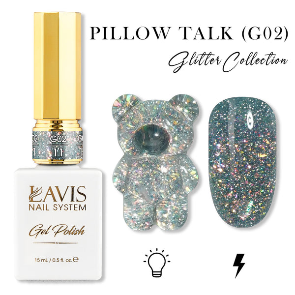 LAVIS Glitter G02 - 11 - Gel Polish 0.5 oz - Pillow Talk Collection