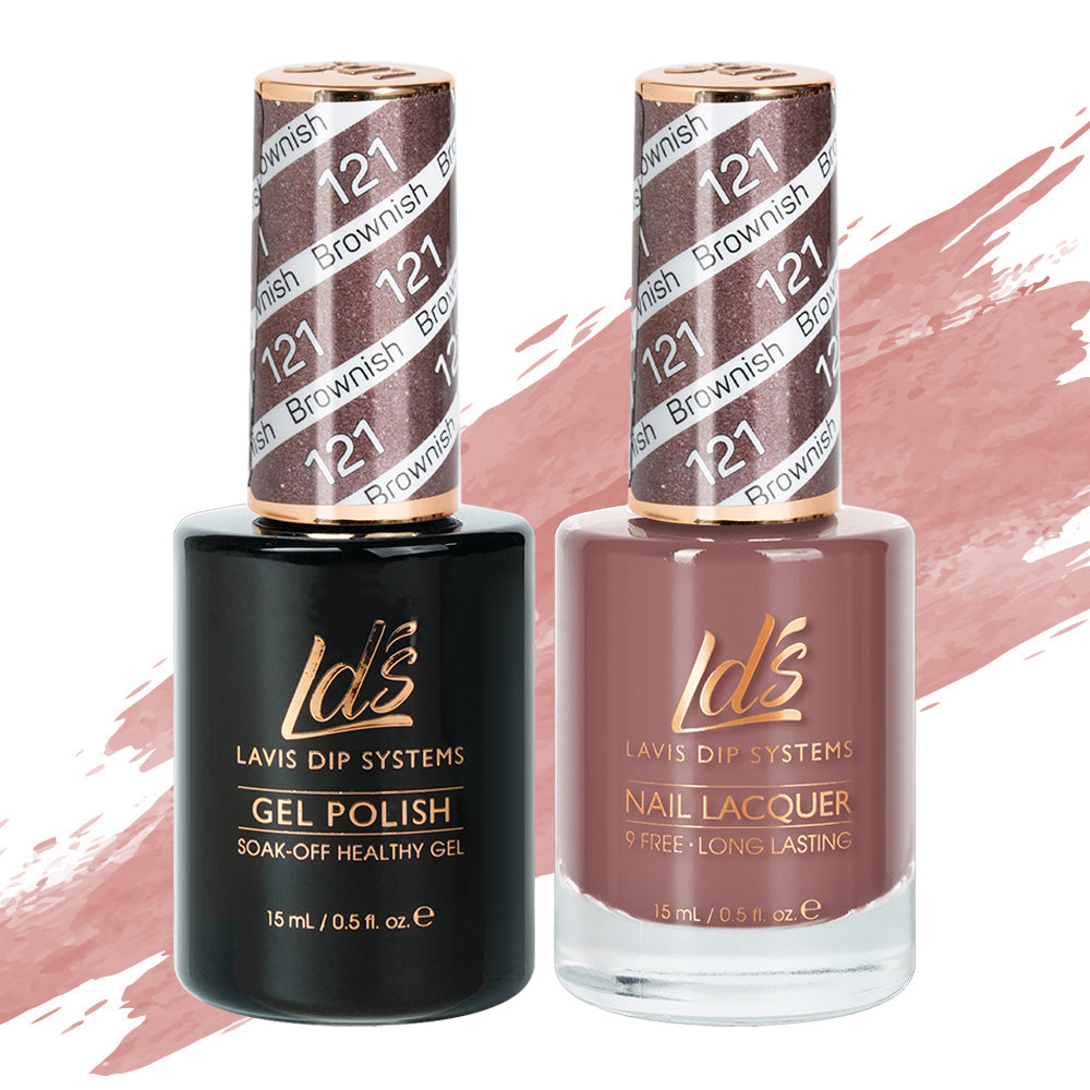 LDS 121 Brownish - LDS Gel Polish & Matching Nail Lacquer Duo Set - 0.5oz