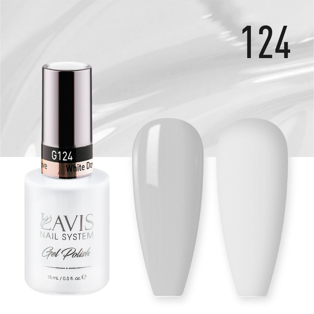 LAVIS 124 White Dove - Gel Polish & Matching Nail Lacquer Duo Set - 0.5oz