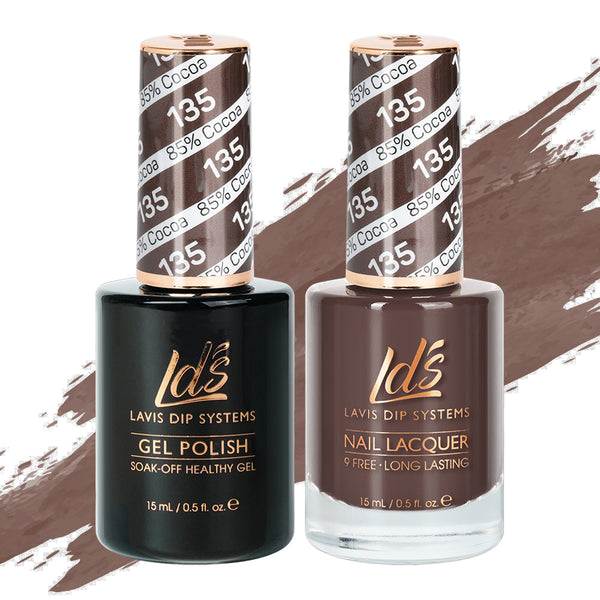 LDS 135 85% Cocoa - LDS Gel Polish & Matching Nail Lacquer Duo Set - 0.5oz