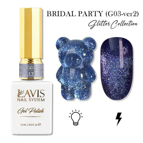 LAVIS Set 24 (G03-ver2) - Gel Polish 0.5 oz - Bridal Party Glitter Collection