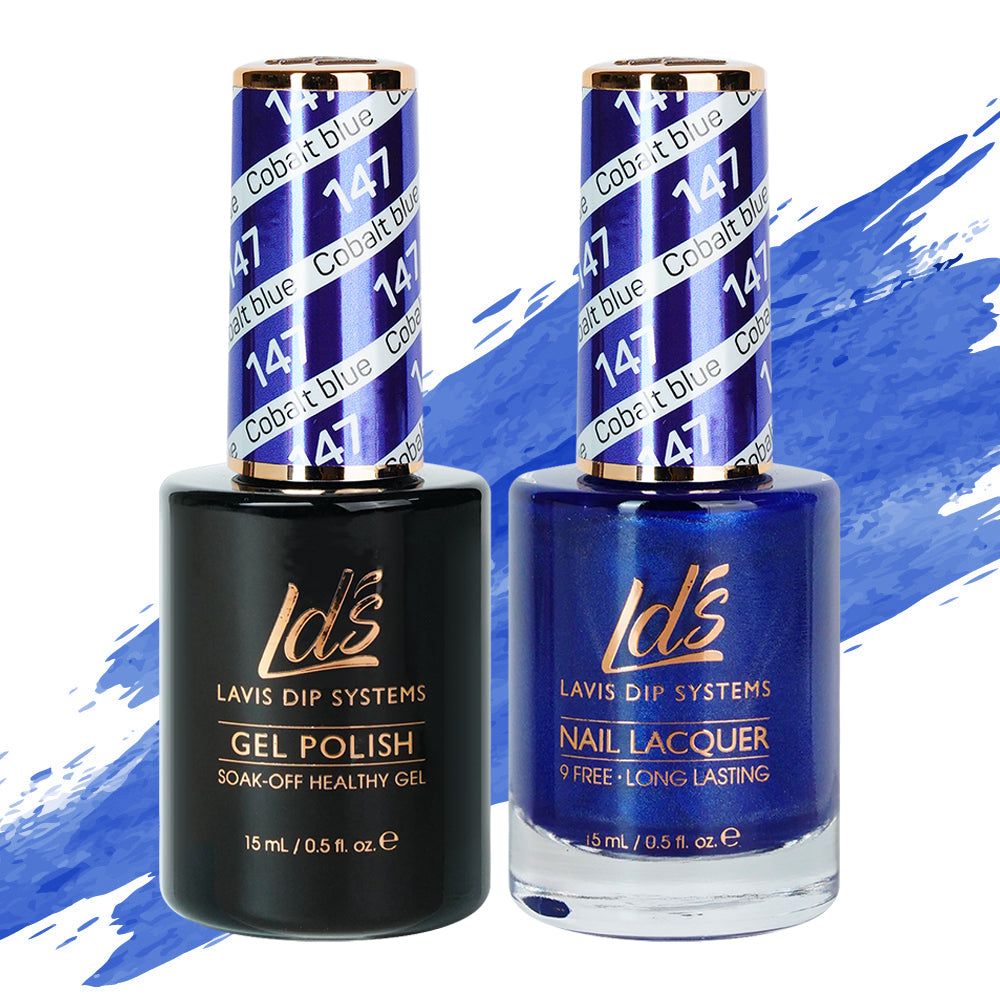 LDS 147 Cobalt Blue - LDS Gel Polish & Matching Nail Lacquer Duo Set - 0.5oz