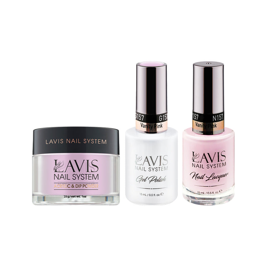 LAVIS 3 in 1 - 157 Vanity Pink - Acrylic & Dip Powder (1oz), Gel & Lacquer