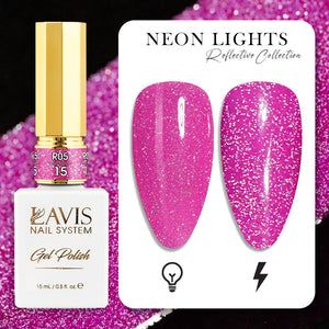 LAVIS Reflective R05 - 15 - Gel Polish 0.5 oz - Neon Lights Reflective Collection