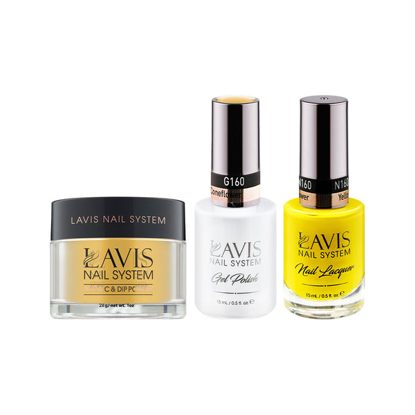 LAVIS 3 in 1 - 160 Yellow Coneflower - Acrylic & Dip Powder (1oz), Gel & Lacquer