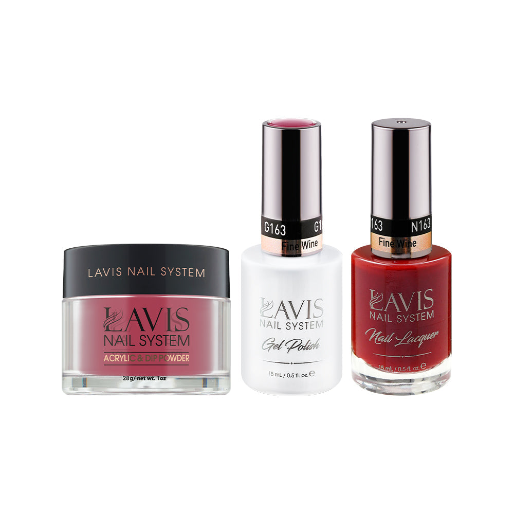 LAVIS 3 in 1 - 163 Fine Wine - Acrylic & Dip Powder (1oz), Gel & Lacquer