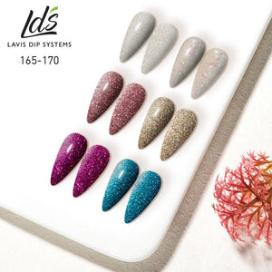 LDS Gel & Matching Lacquer Starter Kit : 165, 166, 167, 168, 169, 170, Base,Top & Strengthener