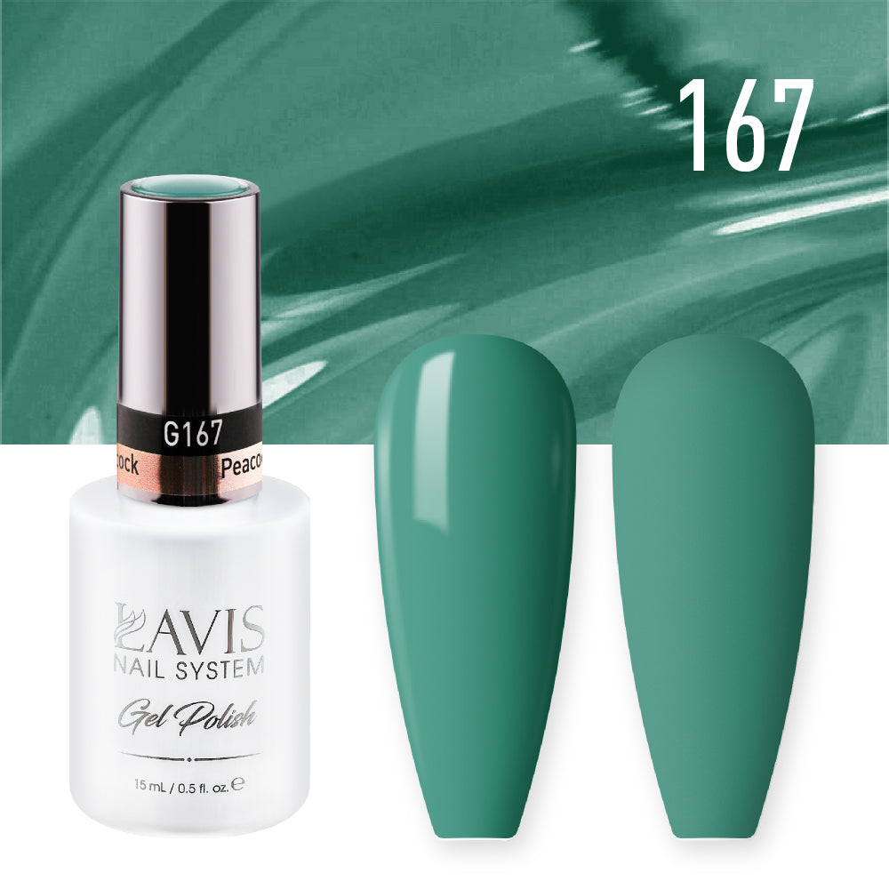 Lavis Gel Nail Polish Duo - 167 Green Colors - Peacock