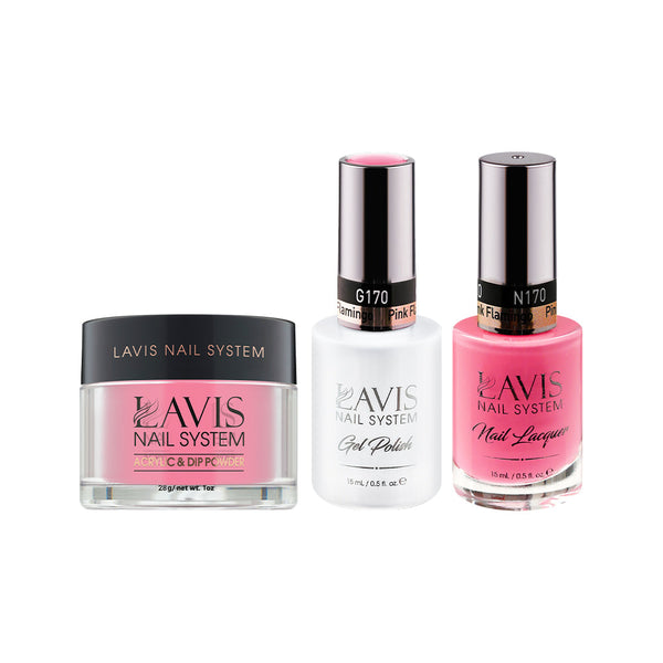 LAVIS 3 in 1 - 170 Pink Flamingo - Acrylic & Dip Powder (1oz), Gel & Lacquer