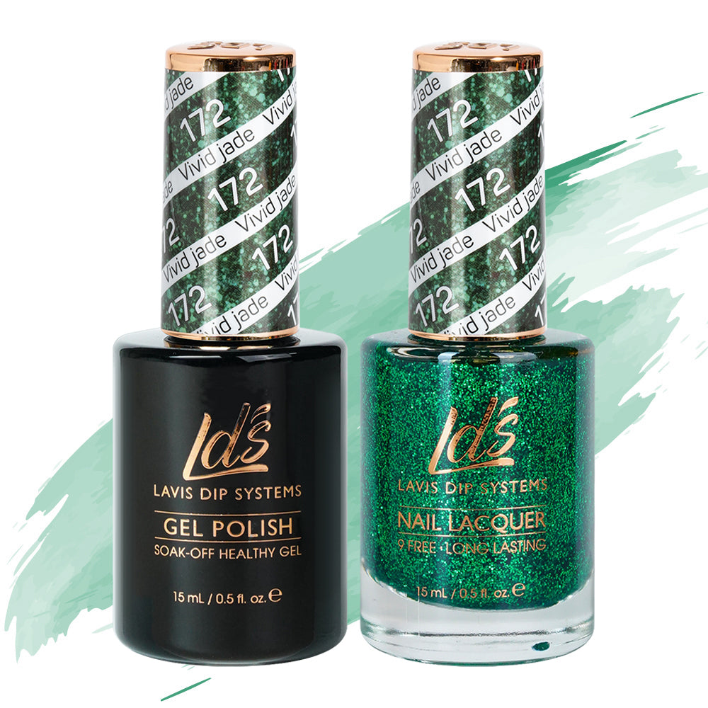 LDS 172 Vivid Jade - LDS Gel Polish & Matching Nail Lacquer Duo Set - 0.5oz