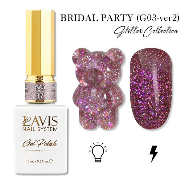 LAVIS Set 24 (G03-ver2) - Gel Polish 0.5 oz - Bridal Party Glitter Collection