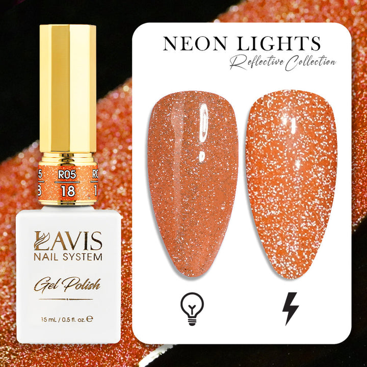 LAVIS Reflective R05 - 18 - Gel Polish 0.5 oz - Neon Lights Reflective Collection