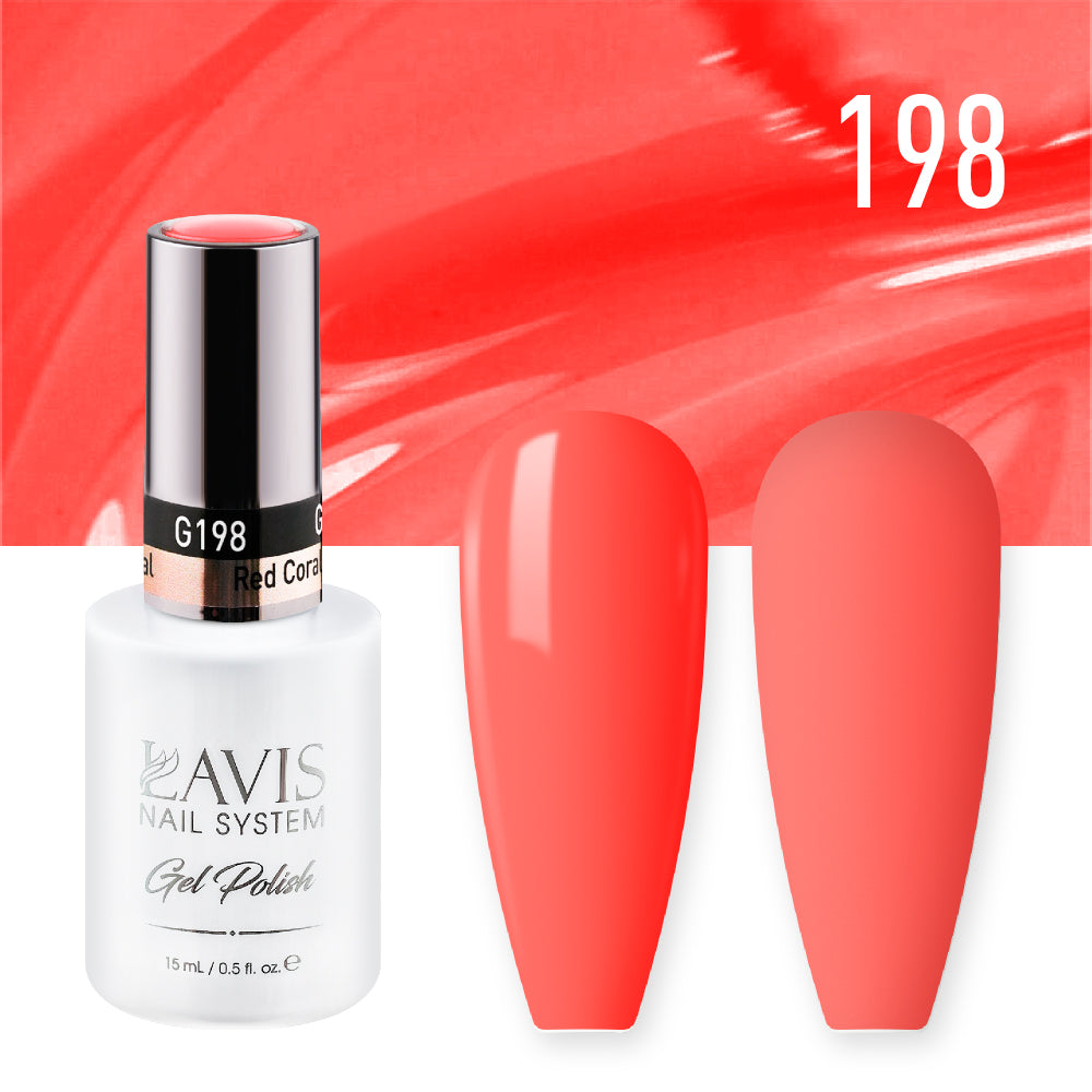 LAVIS 198 Red Coral - Gel Polish & Matching Nail Lacquer Duo Set - 0.5oz