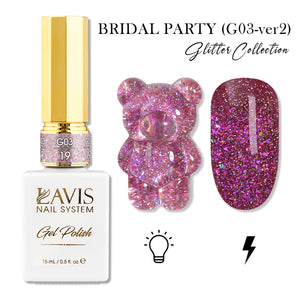 LAVIS Set 24 (G03-ver2) - Gel Polish 0.5 oz - Bridal Party Glitter Collection