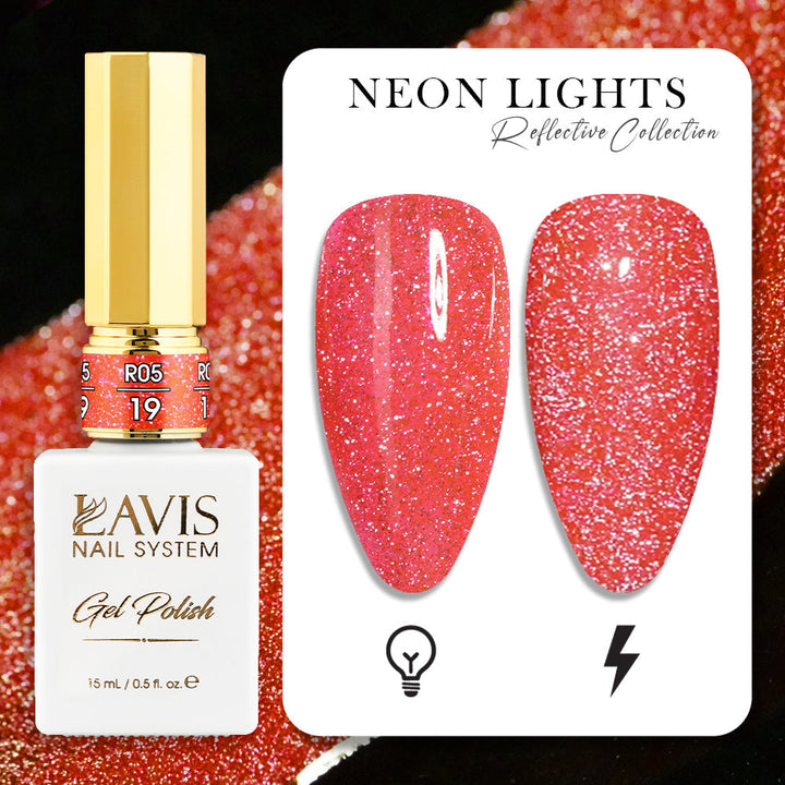 LAVIS Reflective R05 - 19 - Gel Polish 0.5 oz - Neon Lights Reflective Collection