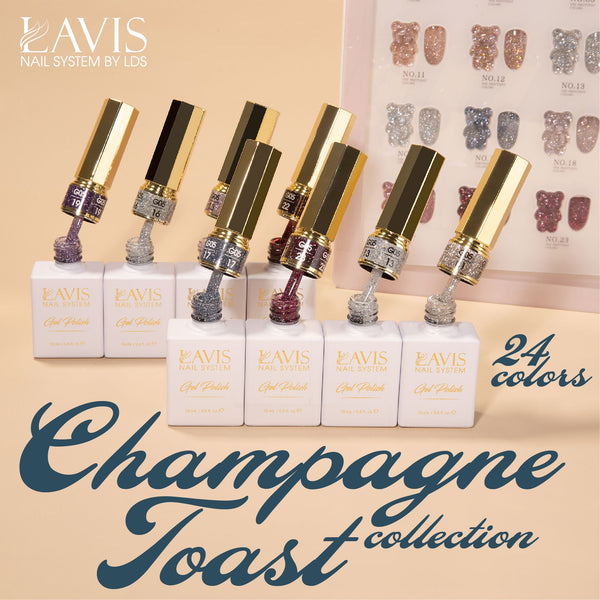 LAVIS Glitter G05 - 21 - Gel Polish 0.5oz - Champagne Toast Glitter Collection