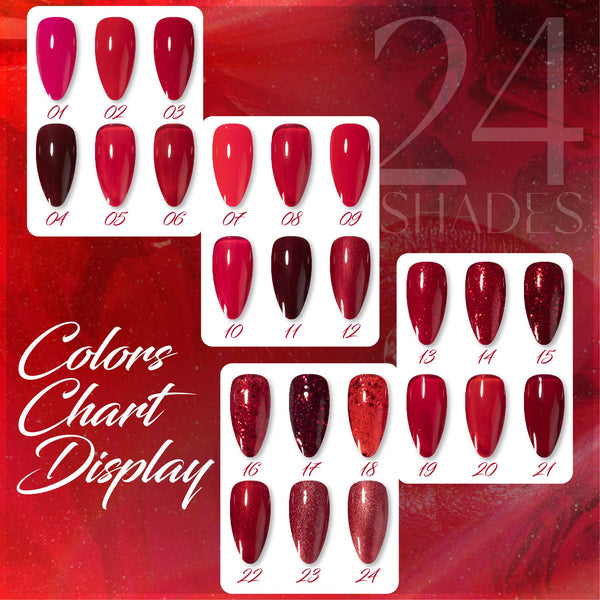 LAVIS C02 - Set 24 Colors - Gel Polish 0.5 oz - Scarlet Bloom Collection