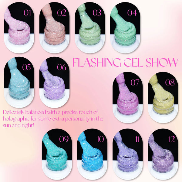 LAVIS Reflective R05 - Set 12 Colors (01-12) - Gel Polish 0.5 oz - Blossom Bass Reflective Collection