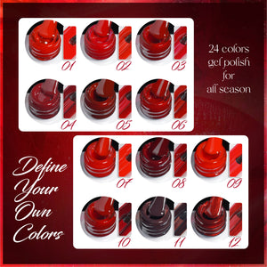 LAVIS C02 - Set 24 Colors - Gel Polish 0.5 oz - Scarlet Bloom Collection