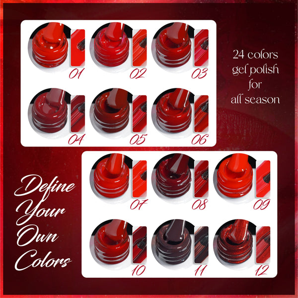 LAVIS C02 - Set 24 Colors - Gel Polish 0.5 oz - Scarlet Bloom Collection