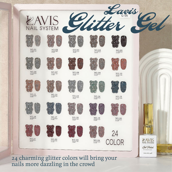 LAVIS Glitter G05 - 05 - Gel Polish 0.5oz - Champagne Toast Glitter Collection