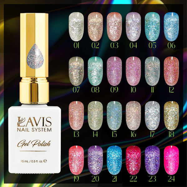 LAVIS Glitter G02 - 15 - Gel Polish 0.5 oz - Pillow Talk Collection