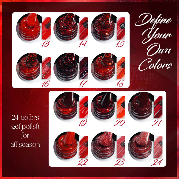 LAVIS C02 - Set 24 Colors - Gel Polish 0.5 oz - Scarlet Bloom Collection