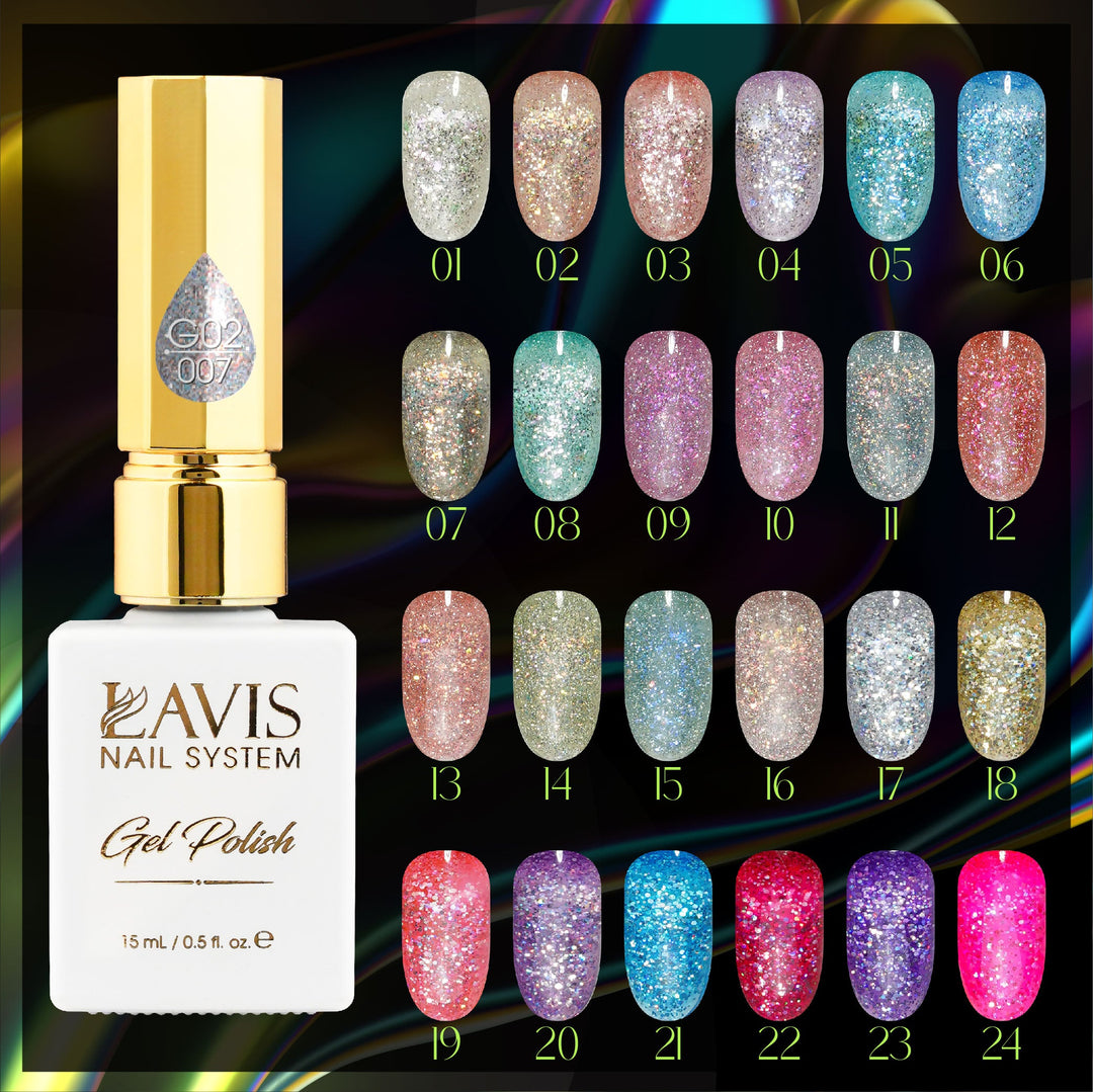 LAVIS Glitter G02 - 20 - Gel Polish 0.5 oz - Pillow Talk Collection