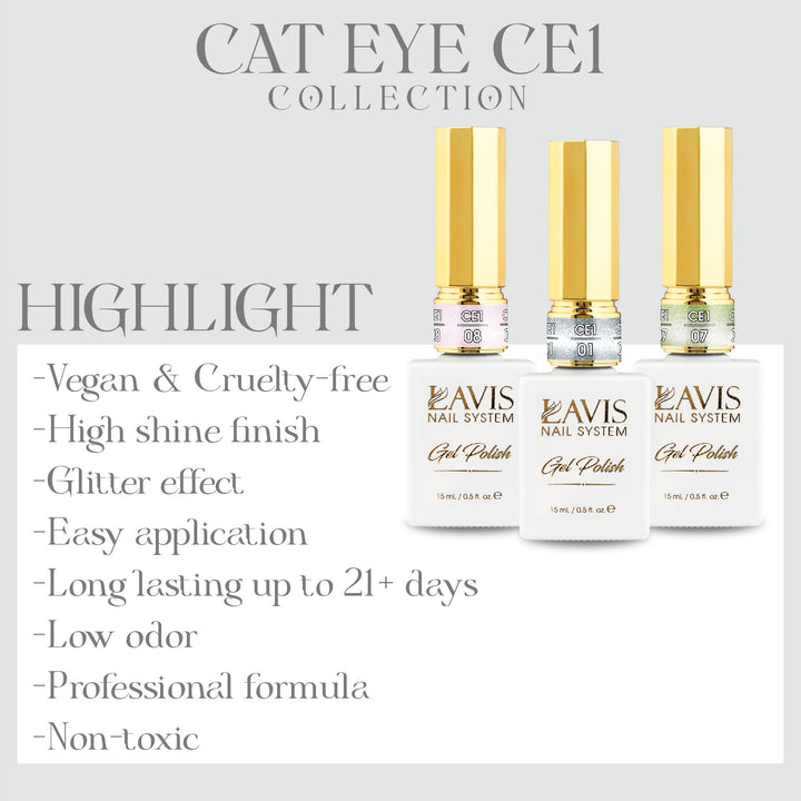LAVIS Cat Eyes CE1 - Gel Polish 0.5 oz - Cozy Cashmere Collection