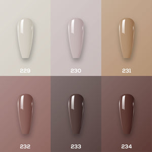  Lavis Nude Pastel 2022 Collection Gel Set 10: 6 Gel Polishes, 1 Base Gel, 1 Top Gel, 1 Protein Bond & Primer - 229; 230; 231; 232; 233; 234 by LAVIS NAILS sold by DTK Nail Supply