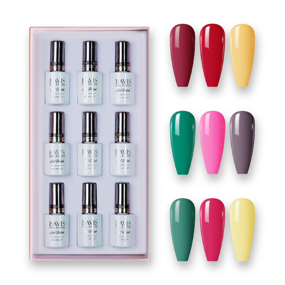 9 Lavis Holiday Gel Nail Polish Collection - SET 12 - 216; 221; 176; 191; 171; 074; 174; 175; 185