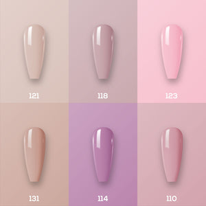  Lavis Nude Pastel 2022 Collection Gel Set 1: 6 Gel Polishes, 1 Base Gel, 1 Top Gel, 1 Protein Bond & Primer - 121; 118; 123; 131; 114; 110 by LAVIS NAILS sold by DTK Nail Supply