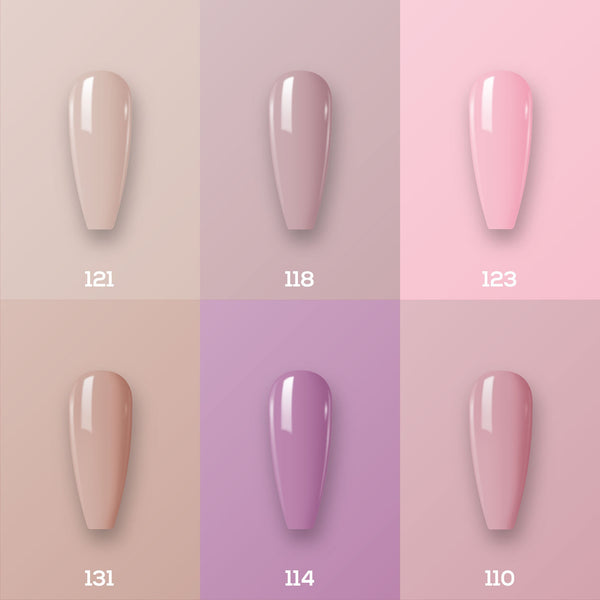  Lavis Nude Pastel 2022 Collection Gel Set 1: 6 Gel Polishes, 1 Base Gel, 1 Top Gel, 1 Protein Bond & Primer - 121; 118; 123; 131; 114; 110 by LAVIS NAILS sold by DTK Nail Supply