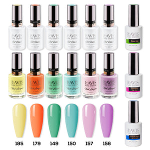 LAVIS Gel & Matching Lacquer Starter Summer Set G7: 185, 179, 149, 150, 157, 156, Base,Top & Bond Primer