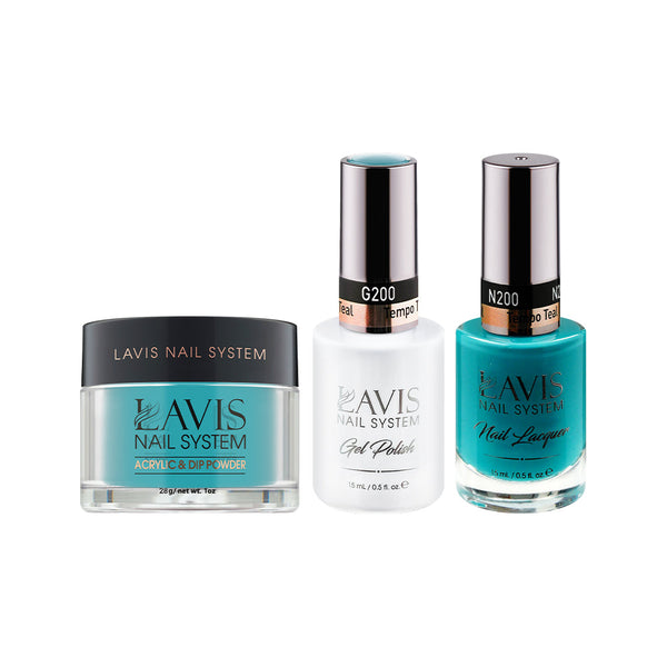 LAVIS 3 in 1 - 200 Tempo Teal - Acrylic & Dip Powder (1oz), Gel & Lacquer