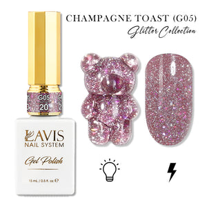 LAVIS Glitter G05 - 20 - Gel Polish 0.5oz - Champagne Toast Glitter Collection