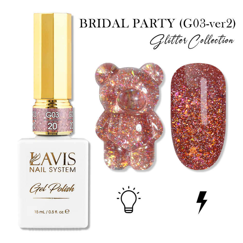 LAVIS Set 24 (G03-ver2) - Gel Polish 0.5 oz - Bridal Party Glitter Collection