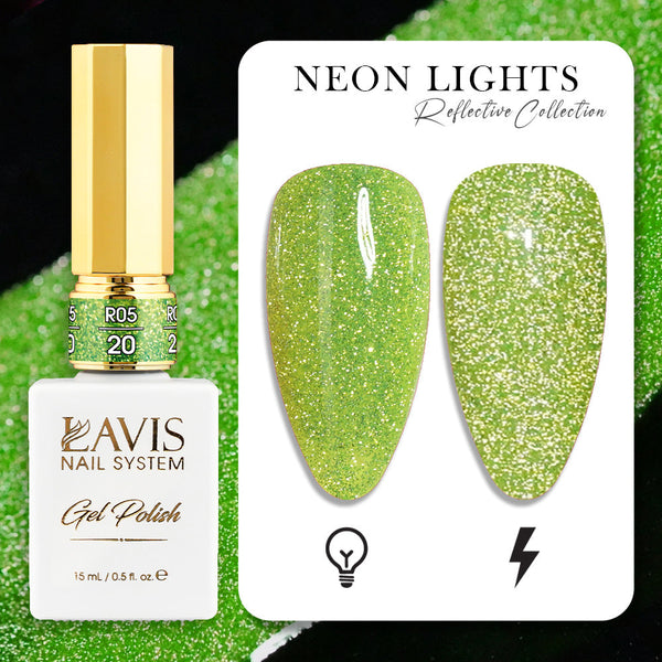 LAVIS Reflective R05 - 20 - Gel Polish 0.5 oz - Neon Lights Reflective Collection