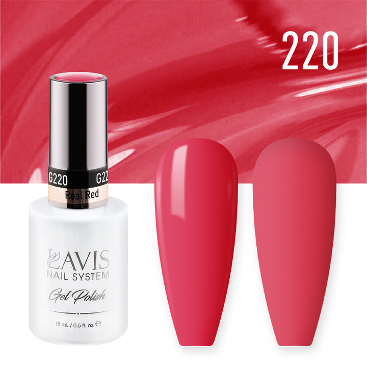 LAVIS 220 Real Red - Gel Polish & Matching Nail Lacquer Duo Set - 0.5oz