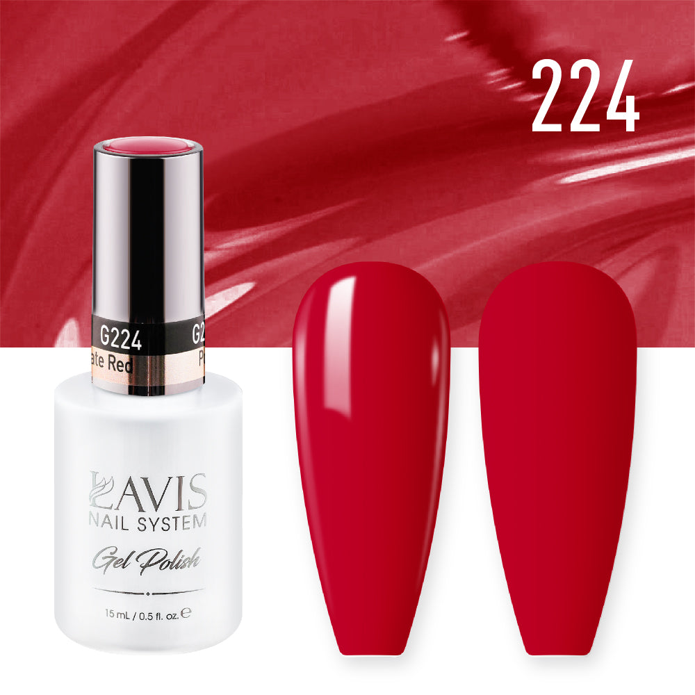 LAVIS 224 Pomegranate Red - Gel Polish & Matching Nail Lacquer Duo Set - 0.5oz