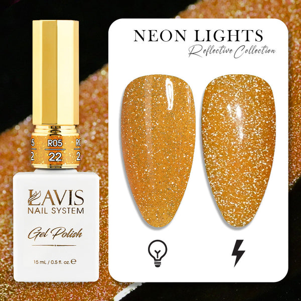 LAVIS Reflective R05 - 22 - Gel Polish 0.5 oz - Neon Lights Reflective Collection