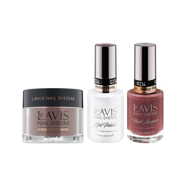 LAVIS 3 in 1 - 234 Perfecr Penny - Acrylic & Dip Powder (1oz), Gel & Lacquer